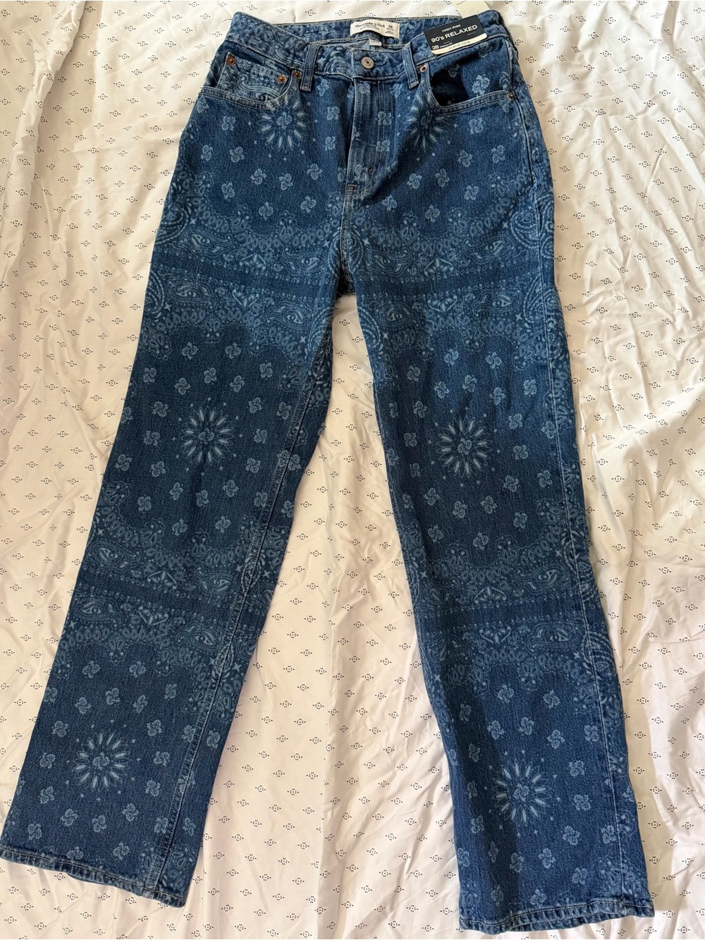 Abercrombie & Fitch High-Rise 90s jeans in Blue Bandana Print  *curve love *
